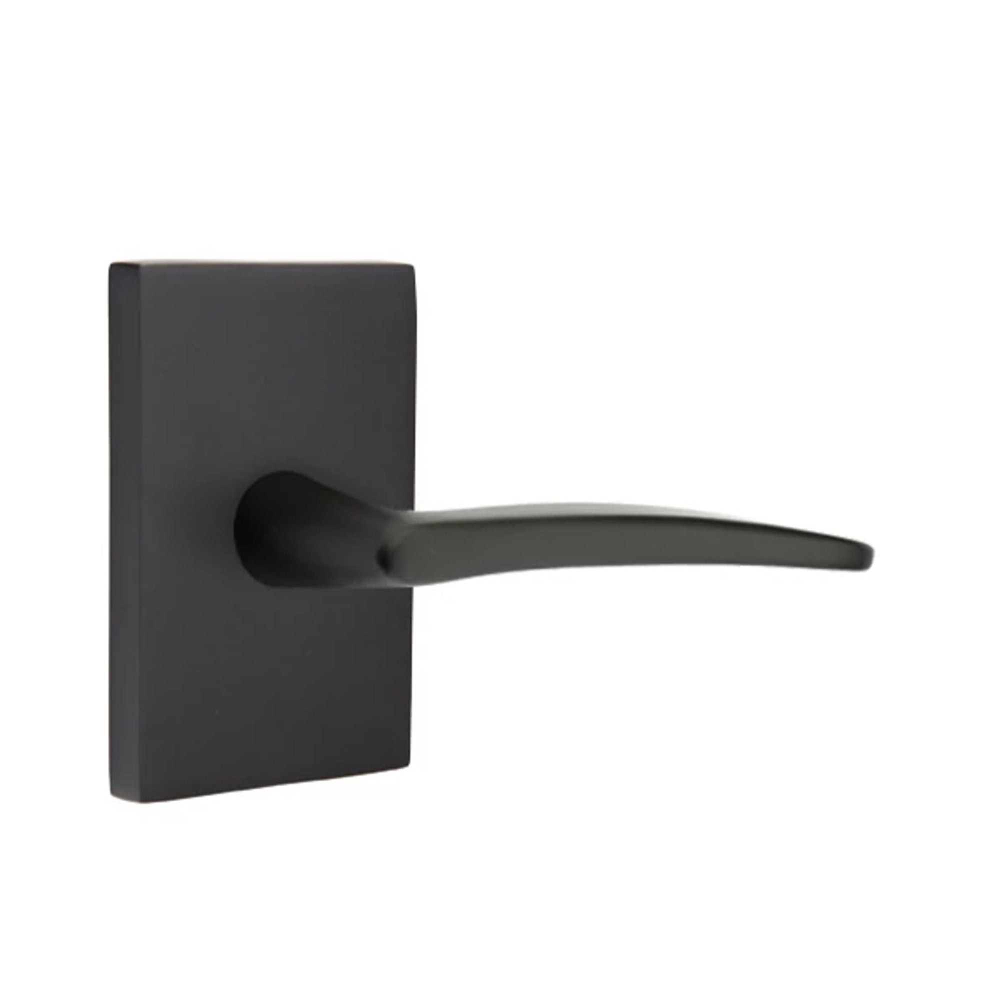 Emtek Poseidon Lever with Modern Rectangular Rosette in Flat Black