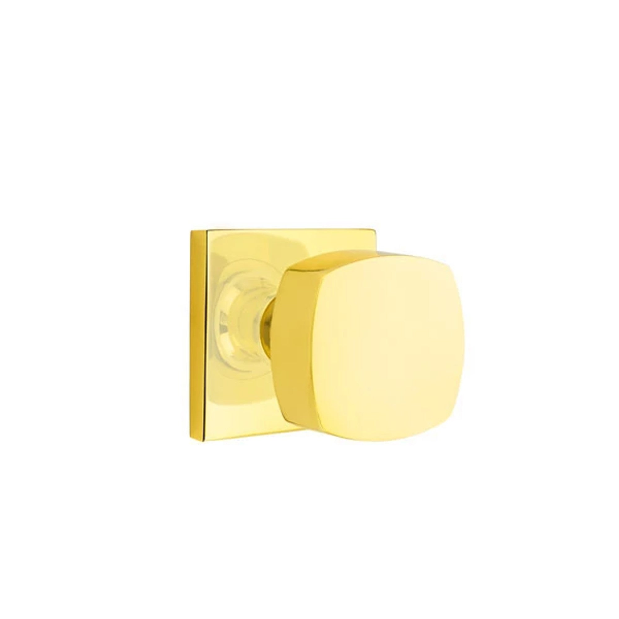 Emtek Freestone Knob with Square Rosette in Unlacquered Brass