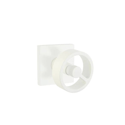 Emtek Spoke Knob with Square Rosette in Matte White