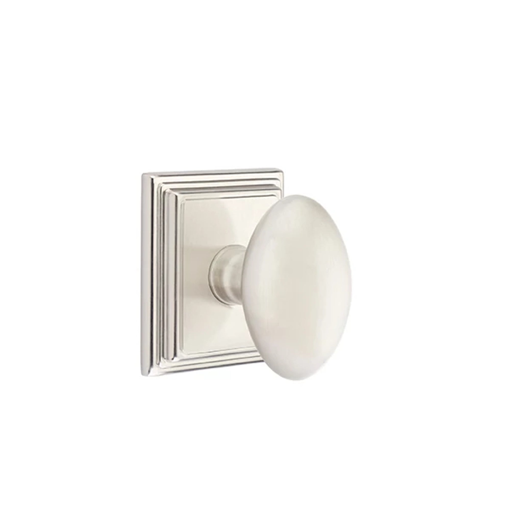 Emtek Egg Knob with Wilshire Rosette in Satin Nickel