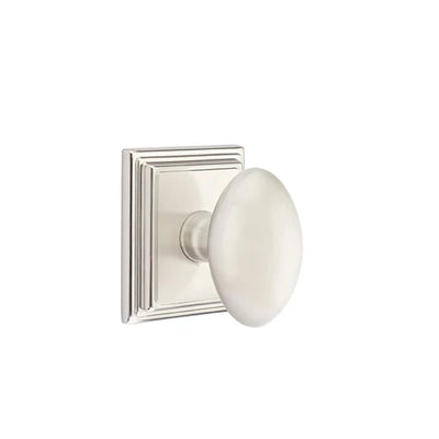 Emtek Egg Knob with Wilshire Rosette in Satin Nickel