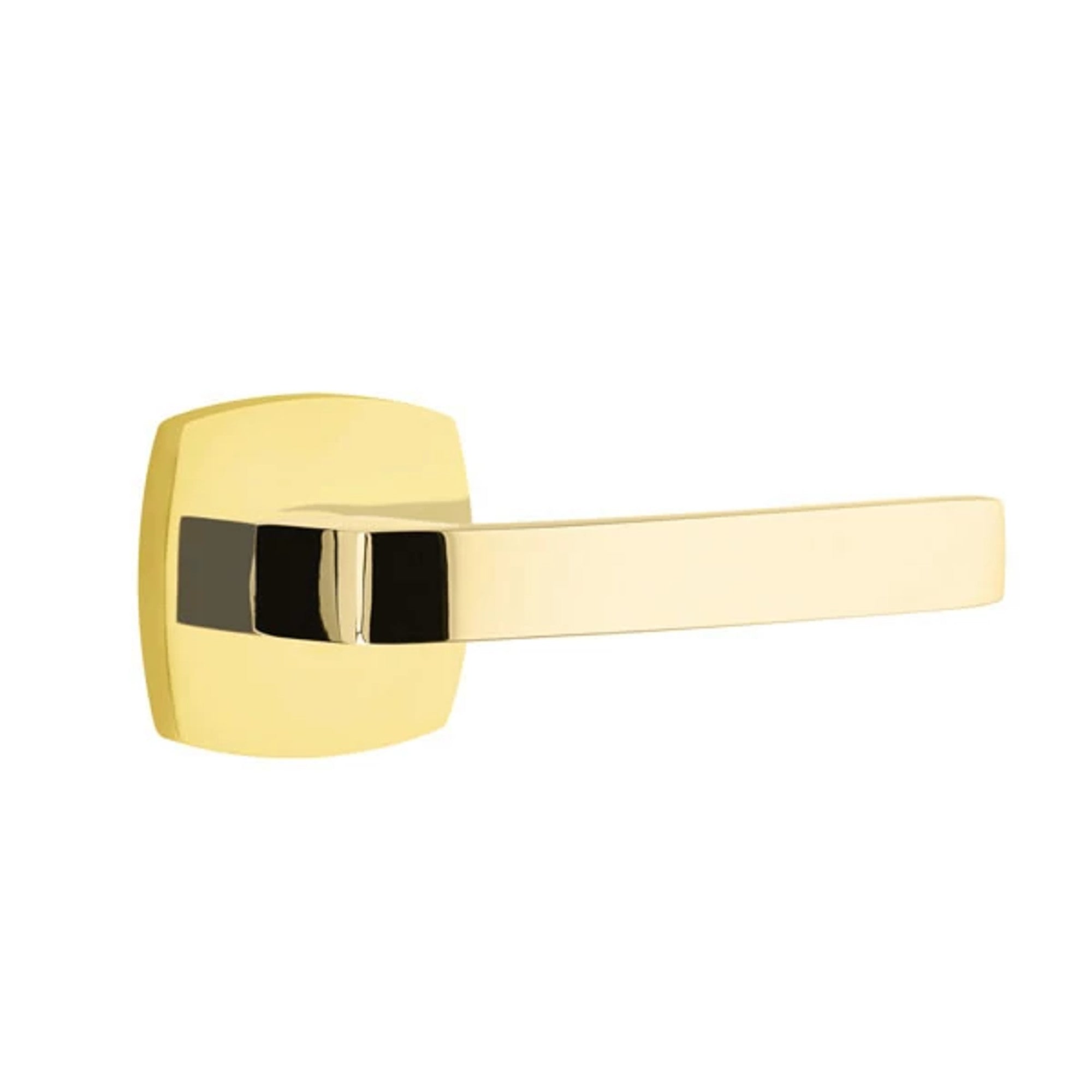 Emtek Breslin Lever with Urban Modern Rosette in Unlacquered Brass