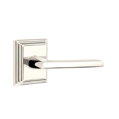 Emtek Helios Lever with Wilshire Rosette in Polished Nickel