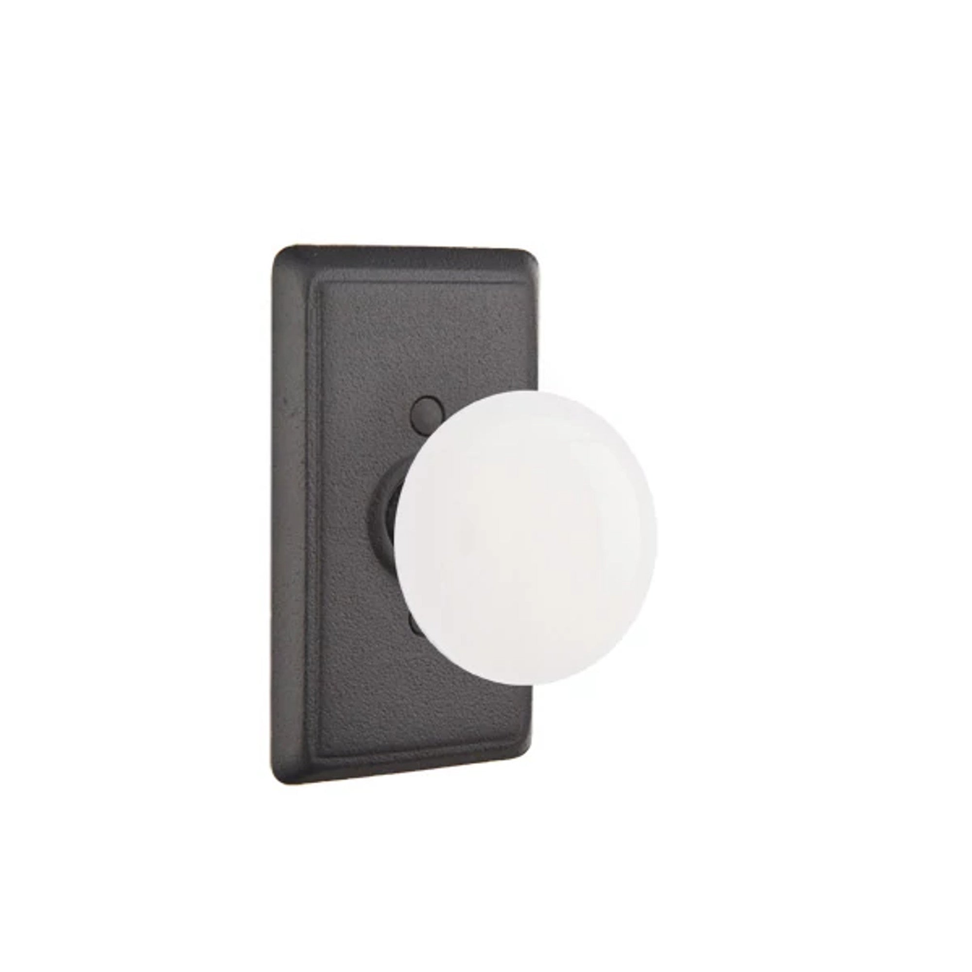 Emtek Madison Ivory Knob with #3 Rosette in Flat Black Steel
