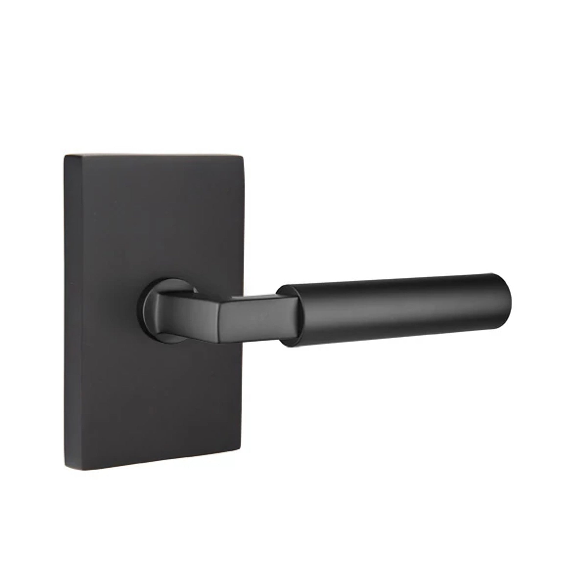 Emtek Hercules Lever with Modern Rectangular Rosette in Flat Black