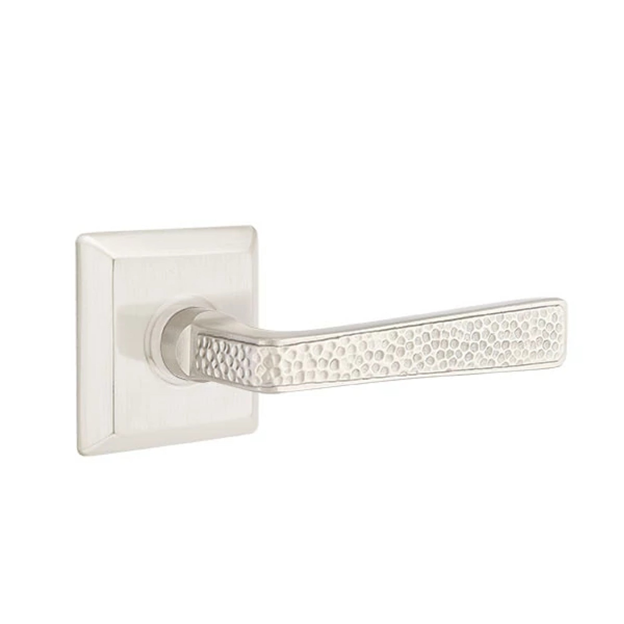 Emtek Hammered Lever with Quincy Rosette in Satin Nickel