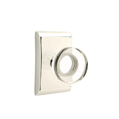 Emtek Modern Disc Glass Knob with Neos Rosette in Polished Nickel