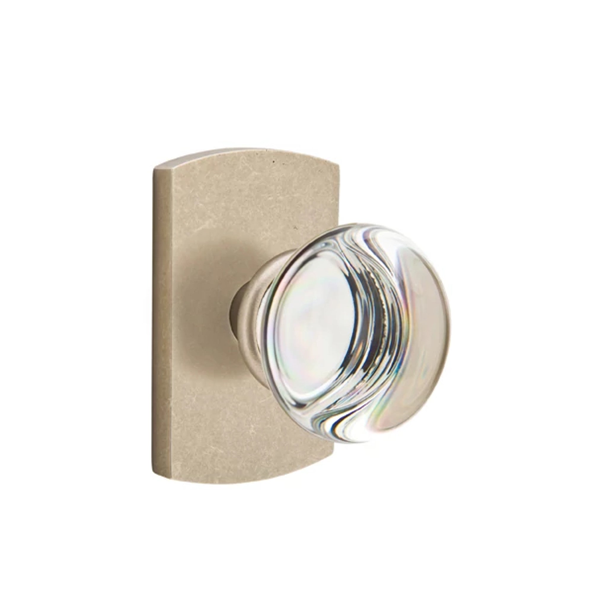 Emtek Providence Glass Knob with #4 Rosette in Tumbled White Bronze