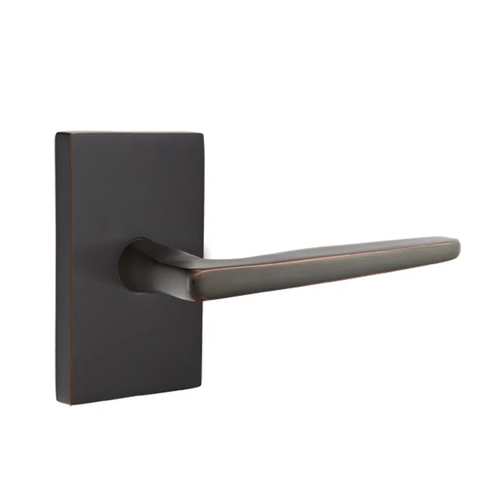 Emtek Hermes Lever with Modern Rectangular Rosette in Oil Rubbed Bronze