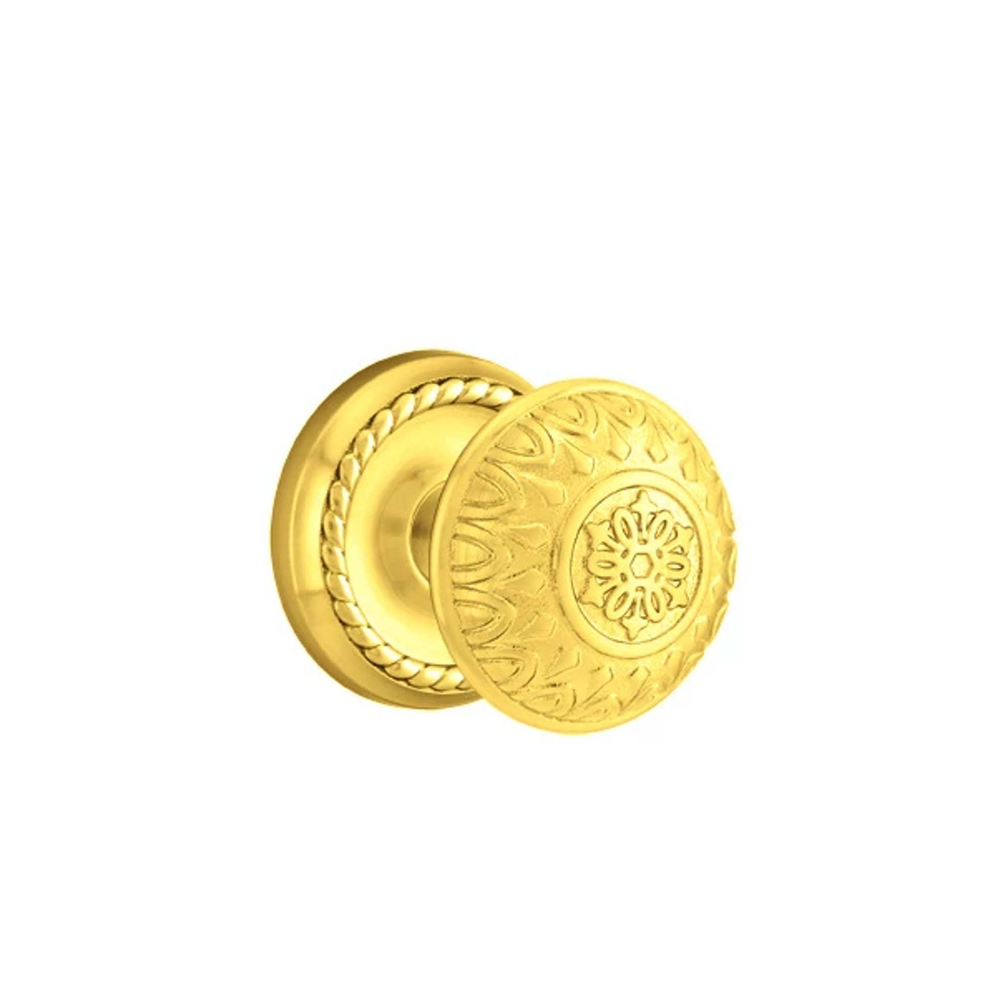 Emtek Lancaster Knob with Rope Rosette in Polished Brass