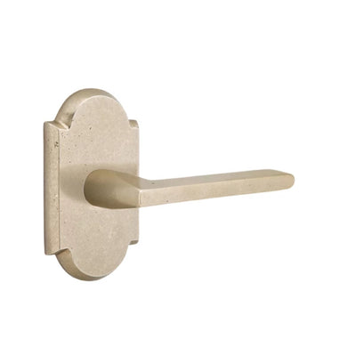 Emtek Lariat Lever with #1 Rosette in Tumbled White Bronze