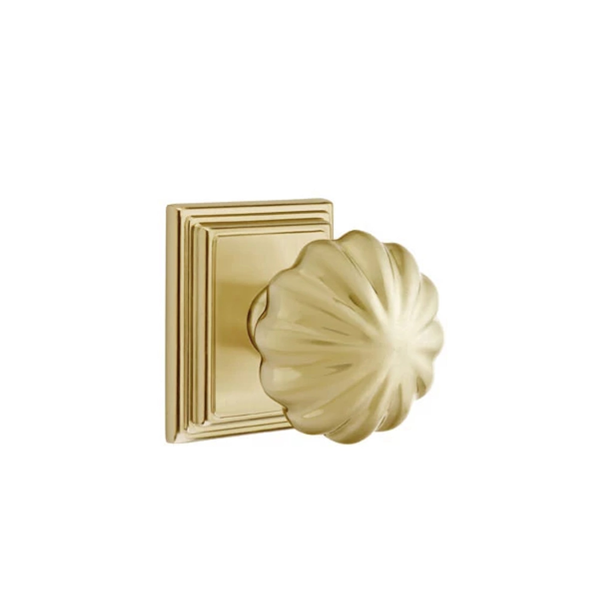 Emtek Melon Knob with Wilshire Rosette in Satin Brass