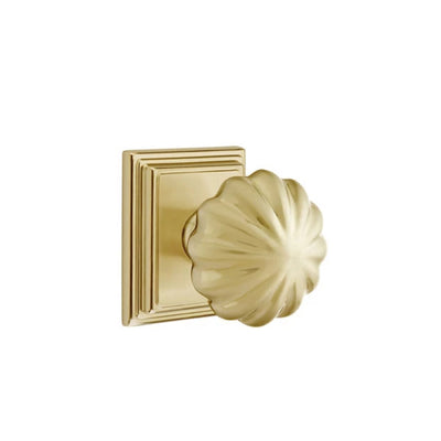 Emtek Melon Knob with Wilshire Rosette in Satin Brass