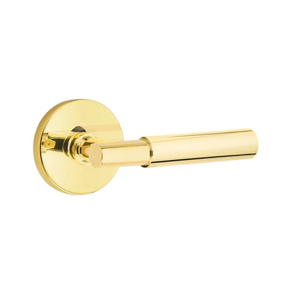 Emtek Myles Lever with Disk Rosette in Unlacquered Brass