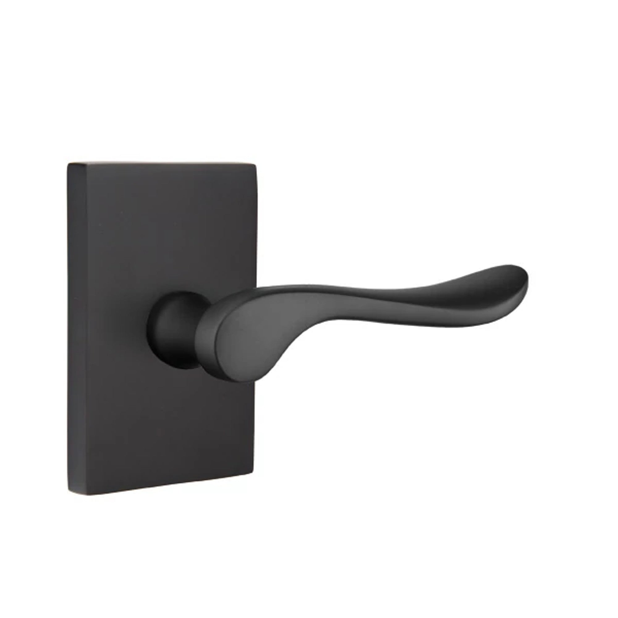 Emtek Luzern Lever with Modern Rectangular Rosette in Flat Black