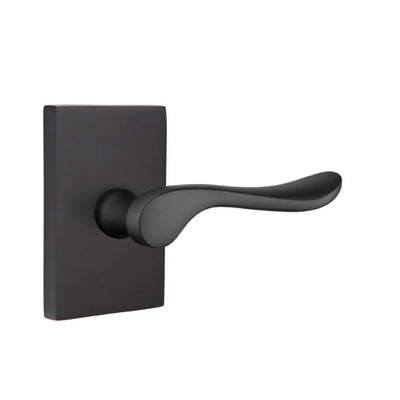 Emtek Luzern Lever with Modern Rectangular Rosette in Flat Black