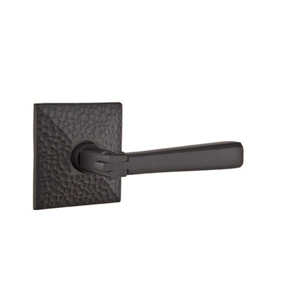 Emtek Arts & Crafts Lever with Hammered Rosette in Flat Black
