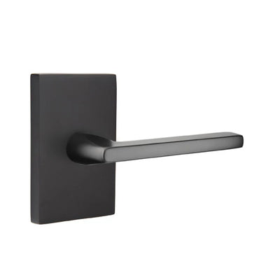 Emtek Helios Lever with Modern Rectangular Rosette in Flat Black