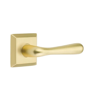 Emtek Basel Lever with Quincy Rosette in Satin Brass