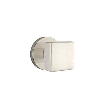 Emtek Square Knob with Disk Rosette in Satin Nickel
