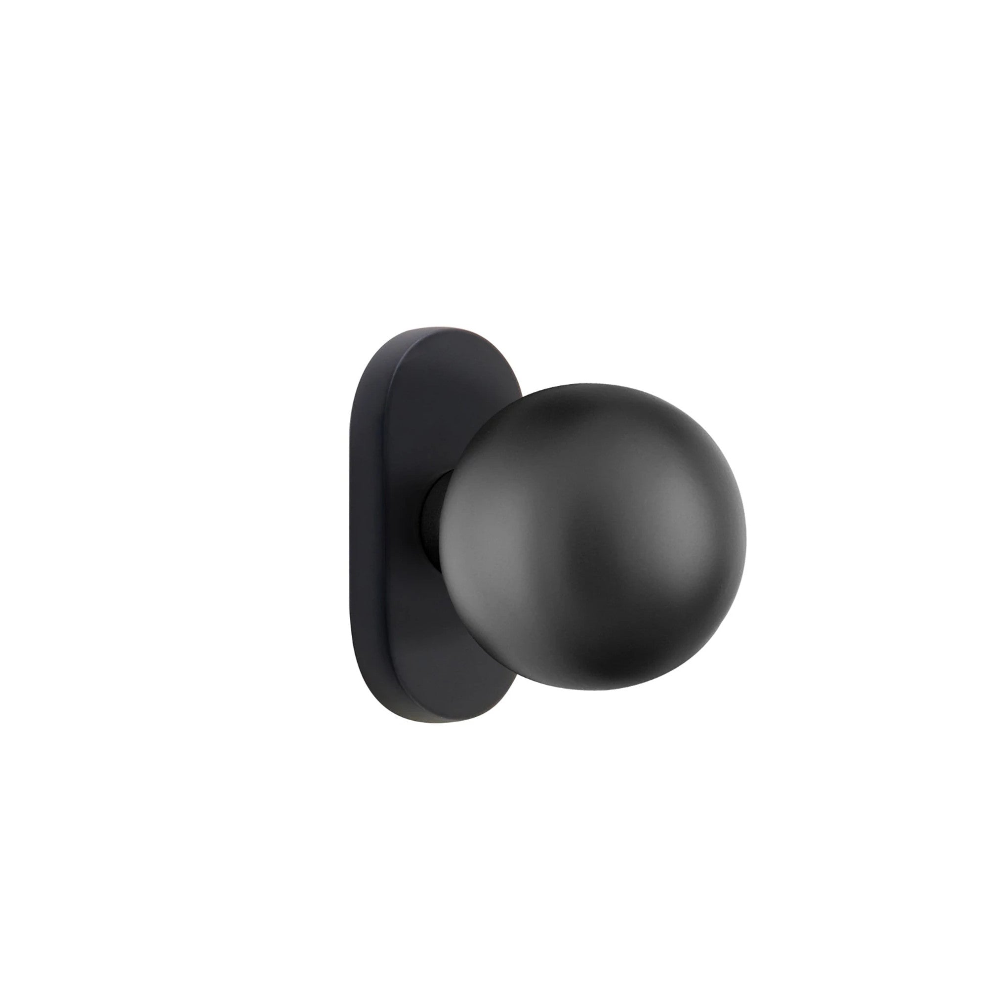 Emtek Orb Knob with Oval Stretto 1-1/2" x 3" in Flat Black