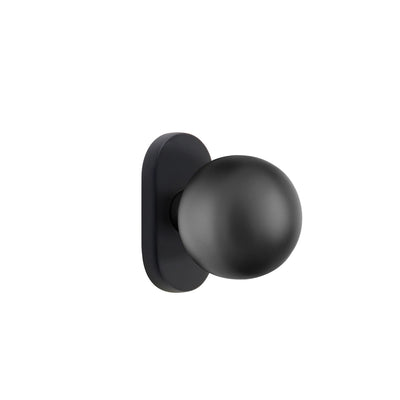 Emtek Orb Knob with Oval Stretto 1-1/2" x 3" in Flat Black