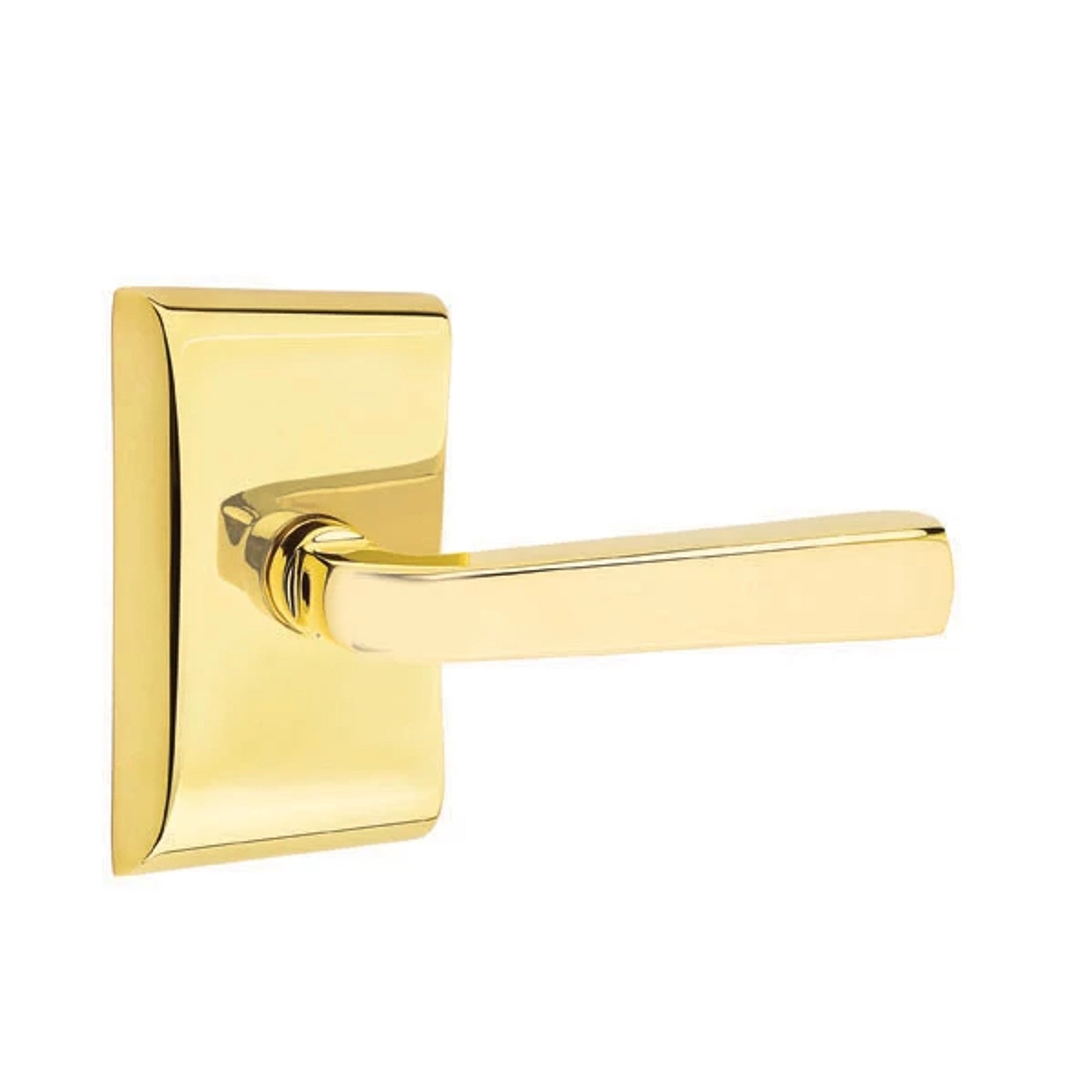 Emtek Sion Lever with Neos Rosette in Unlacquered Brass