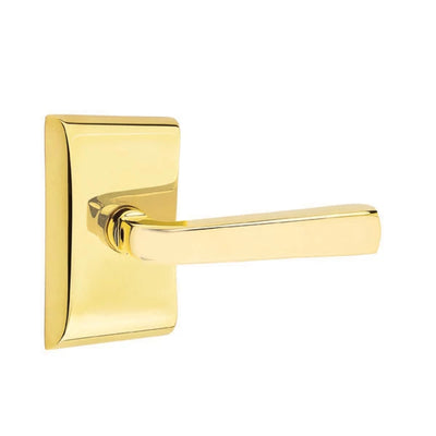 Emtek Sion Lever with Neos Rosette in Unlacquered Brass