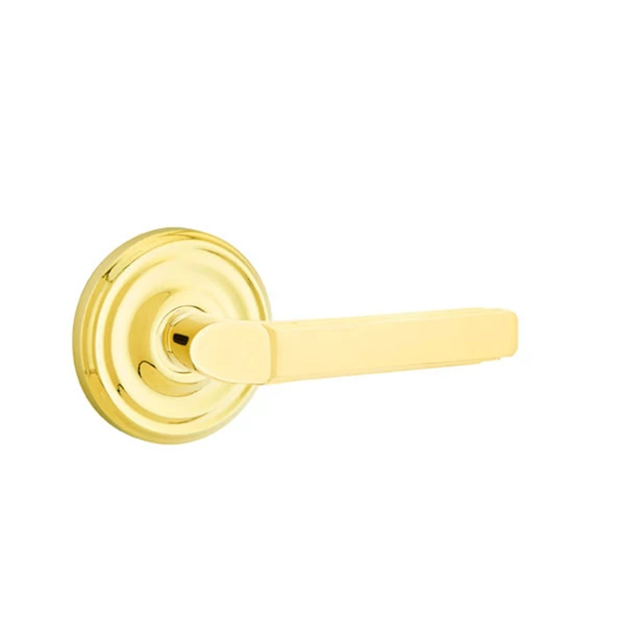 Emtek Milano Lever with Regular Rosette in Unlacquered Brass