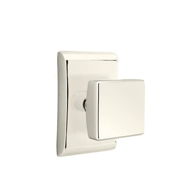 Emtek Square Knob with Neos Rosette in Polished Nickel