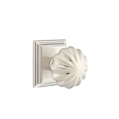Emtek Melon Knob with Wilshire Rosette in Satin Nickel