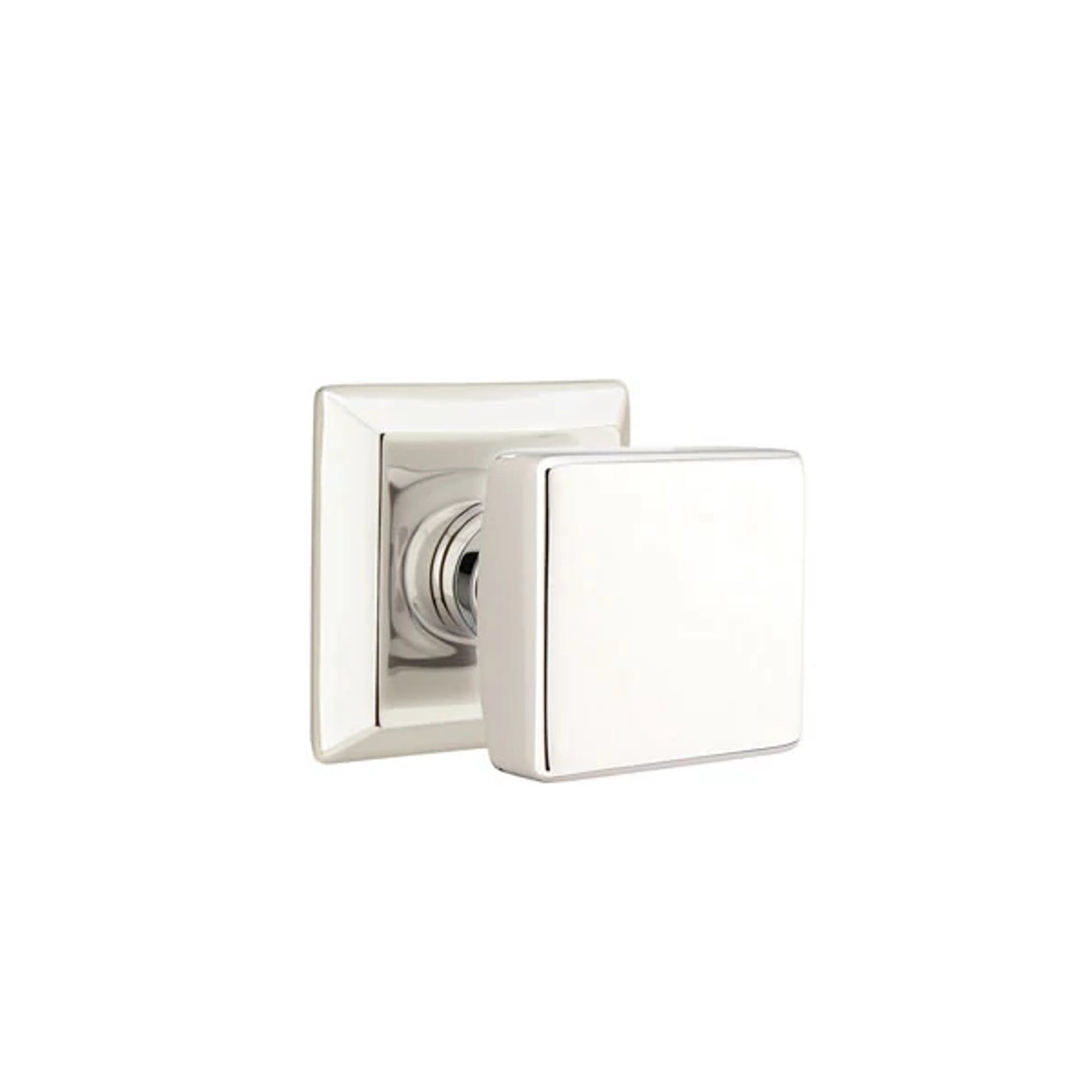 Emtek Square Knob with Quincy Rosette in Polished Nickel