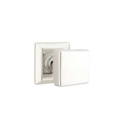 Emtek Square Knob with Quincy Rosette in Polished Nickel