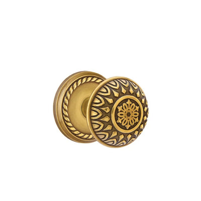 Emtek Lancaster Knob with Rope Rosette in French Antique