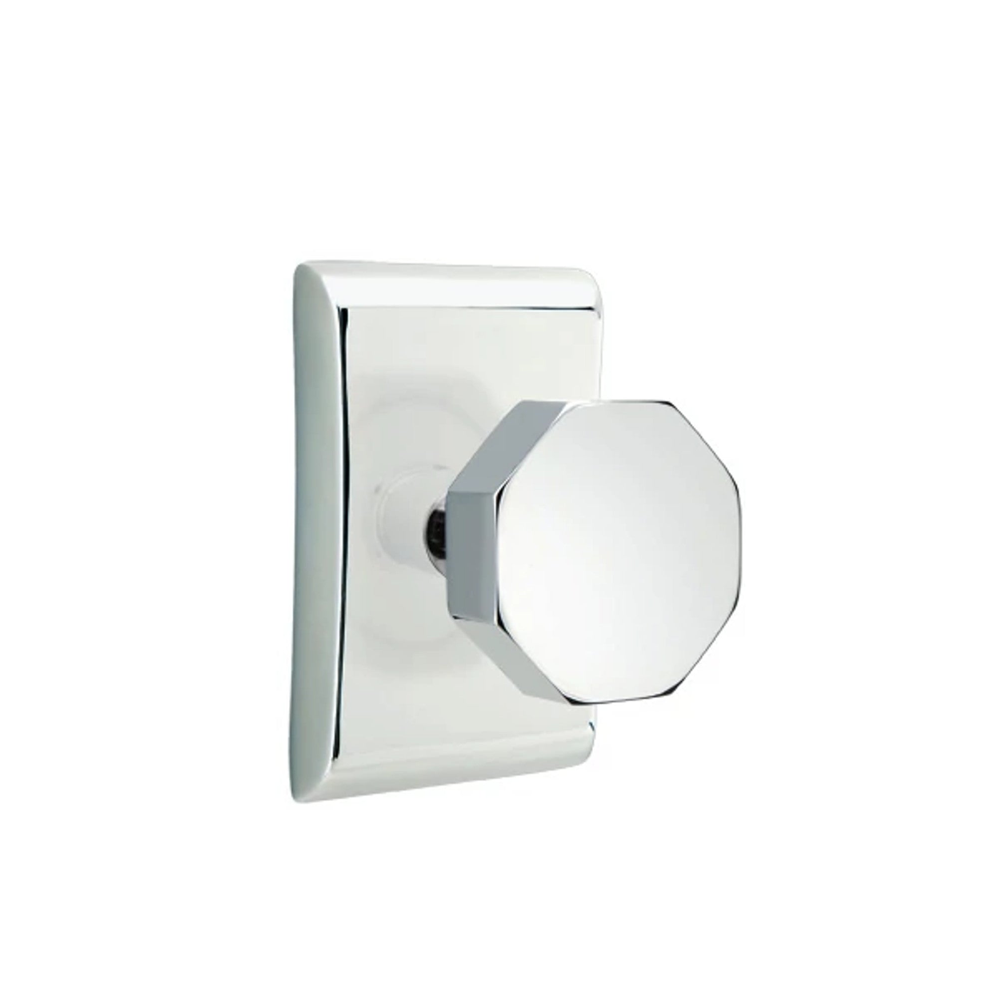 Emtek Octagon Knob with Neos Rosette in Polished Chrome