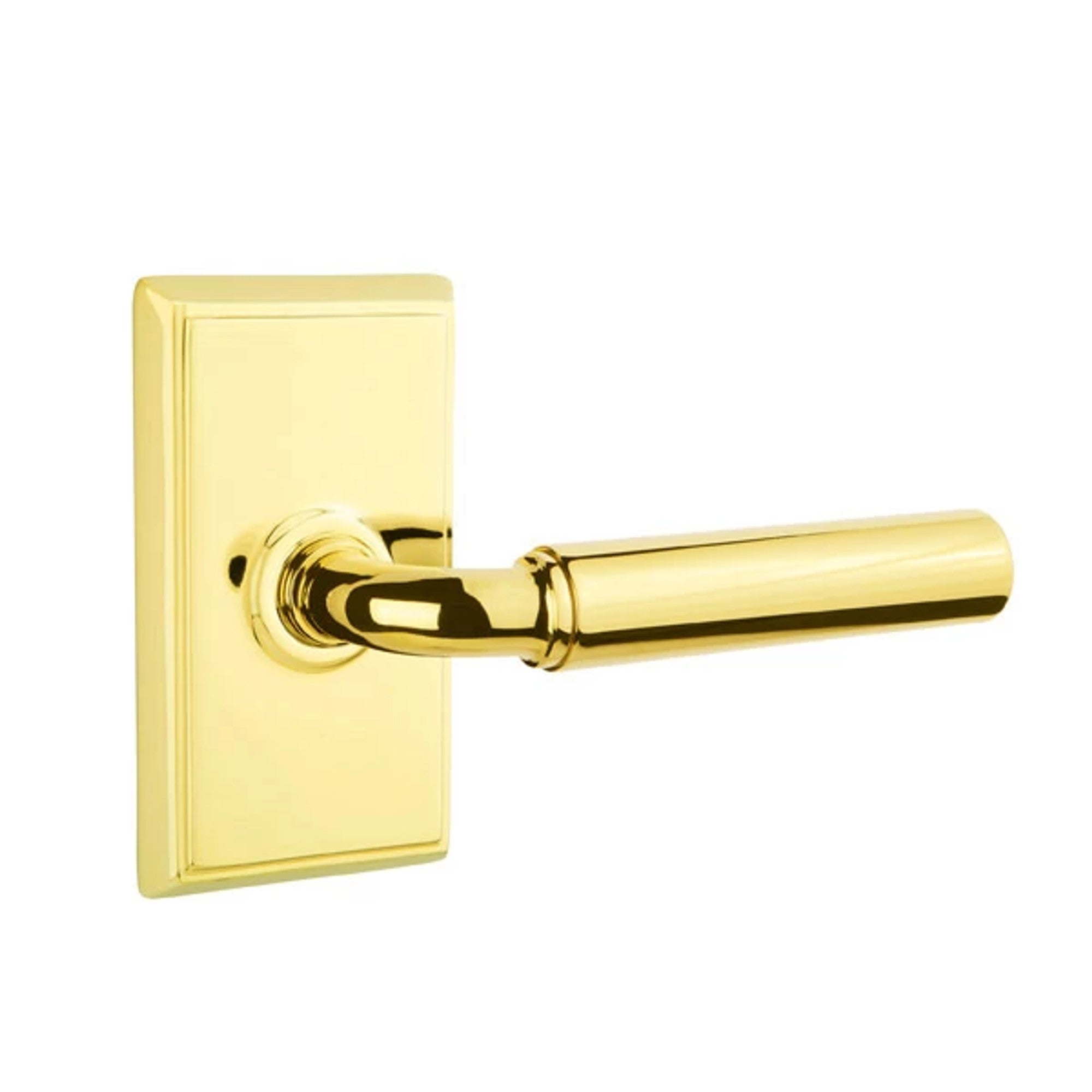 Emtek Manning Lever with Rectangular Rosette in Polished Brass