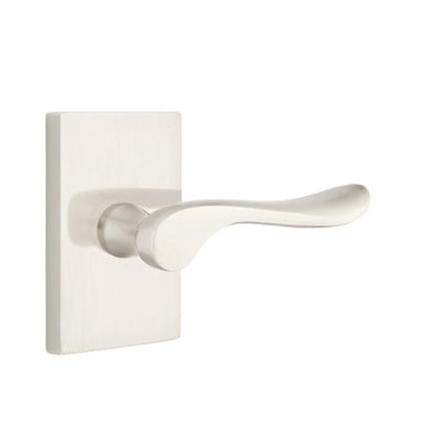 Emtek Luzern Lever with Modern Rectangular Rosette in Satin Nickel