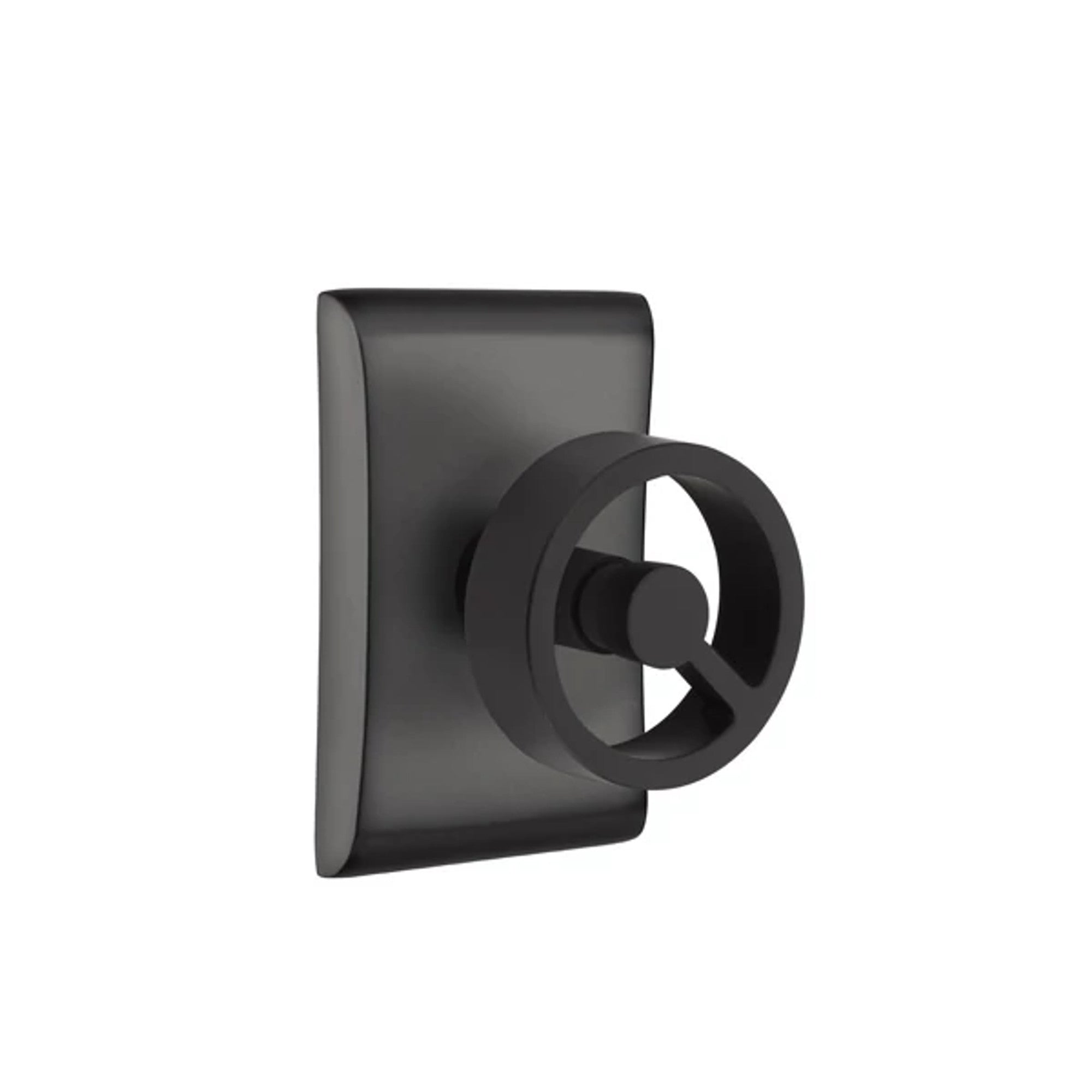 Emtek Spoke Knob with Neos Rosette in Flat Black