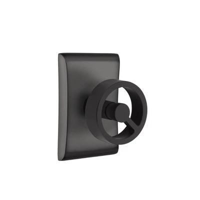 Emtek Spoke Knob with Neos Rosette in Flat Black