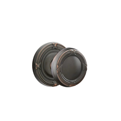 Emtek Ribbon & Reed Knob with Ribbon & Reed Rosette in Oil Rubbed Bronze