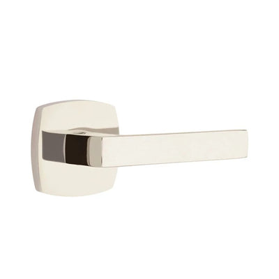 Emtek Dumont Lever with Urban Modern Rosette in Polished Nickel
