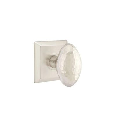 Emtek Hammered Egg Knob with Quincy Rosette in Satin Nickel