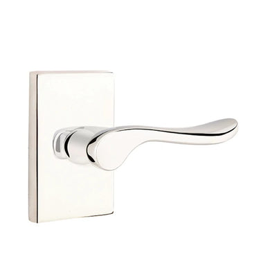 Emtek Luzern Lever with Modern Rectangular Rosette in Polished Nickel
