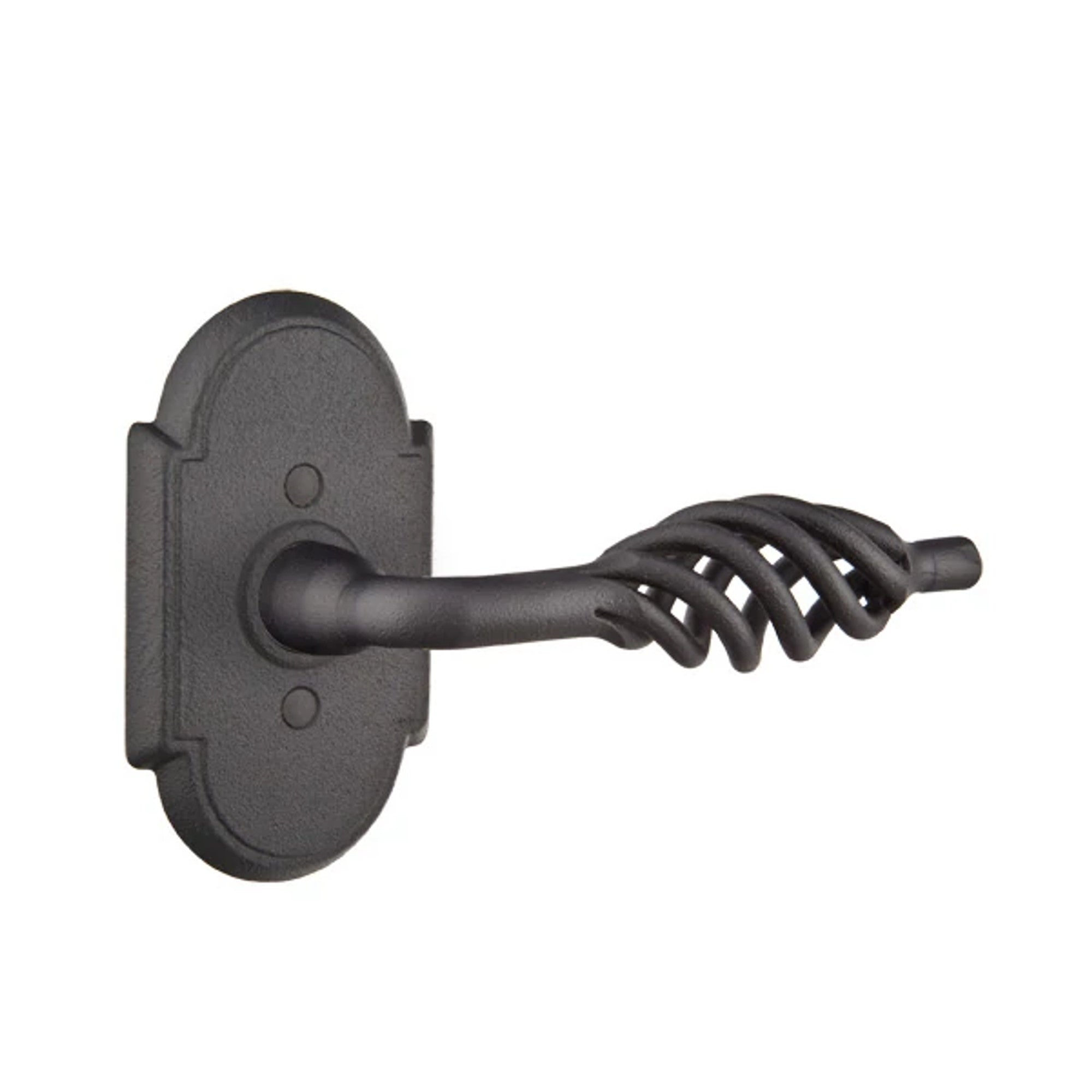 Emtek Lafayette Lever with Wrought Steel #1 Rosette in Flat Black Steel