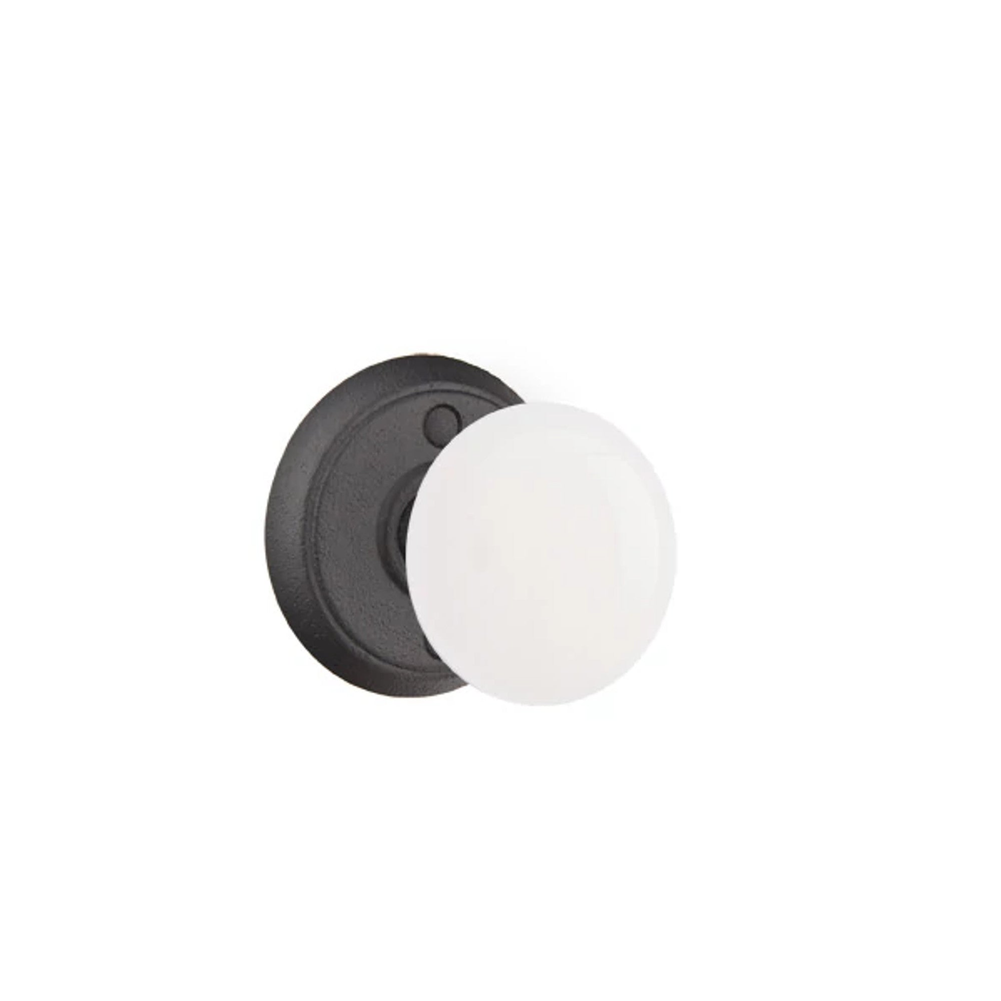 Emtek Madison Ivory Knob with #2 Rosette in Flat Black Steel