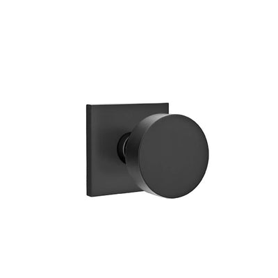 Emtek Round Knob with Square Rosette in Flat Black