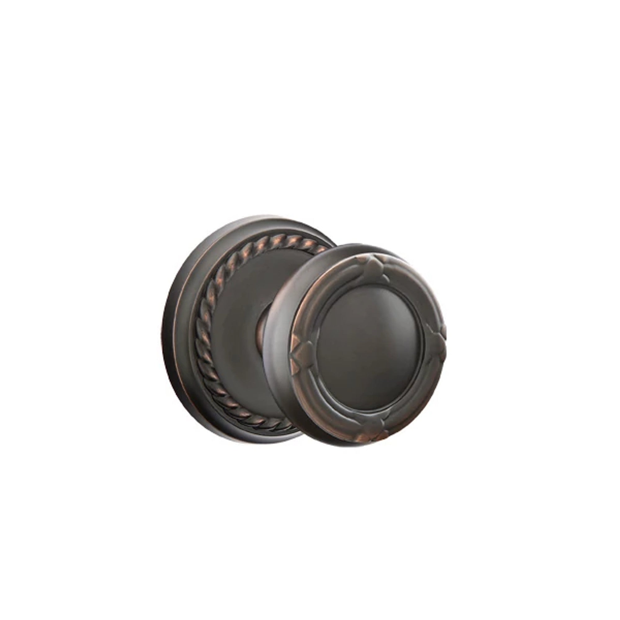Emtek Ribbon & Reed Knob with Rope Rosette in Oil Rubbed Bronze