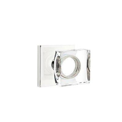 Emtek Modern Square Glass Knob with Square Rosette in Polished Chrome