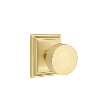 Emtek Round Knob with Wilshire Rosette in Satin Brass