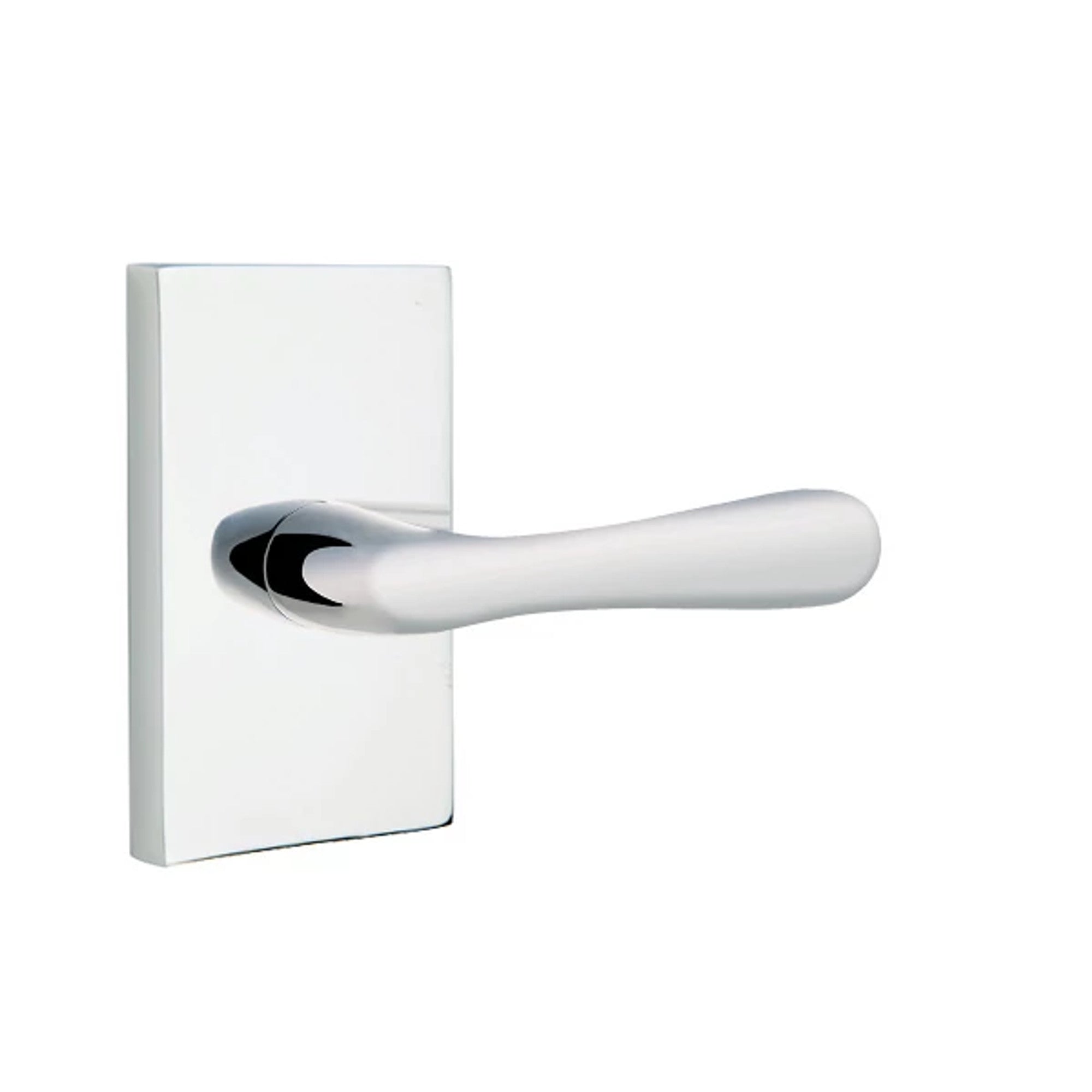 Emtek Basel Lever with Modern Rectangular Rosette in Polished Chrome